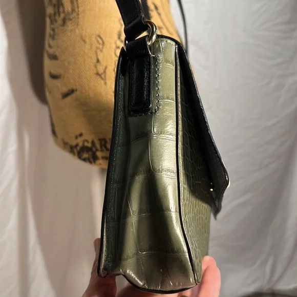 Cole Haan purse shoulder bag crossbody croc embossed leather Luxury - Picture 6 of 12